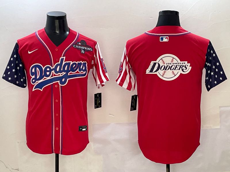 Men Los Angeles Dodgers Blank Red a generation of national flags Joint name 2025 Nike MLB Jersey style 36